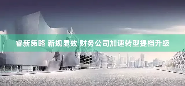 睿新策略 新规显效 财务公司加速转型提档升级